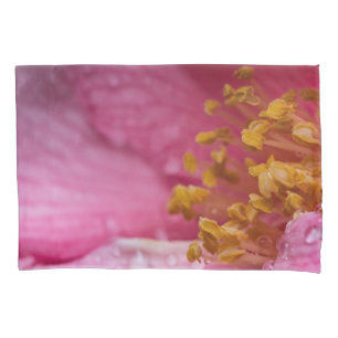 Pink Camellia Flower Stamens Pillowcase