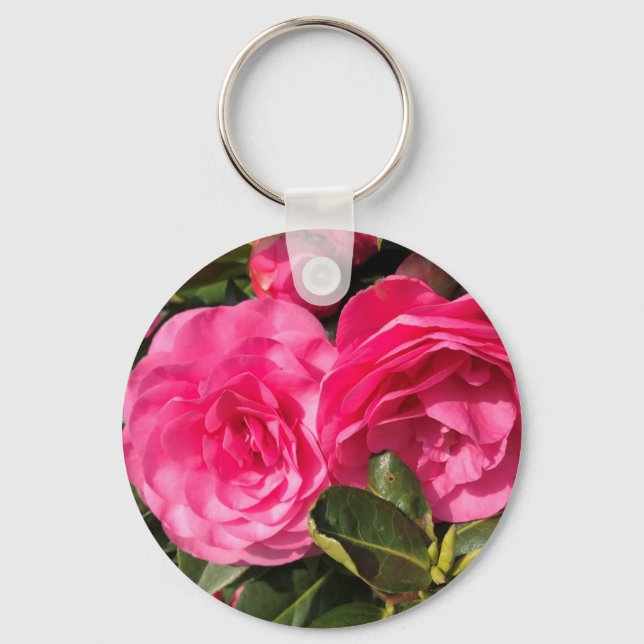 Pink Camellia Key Ring (Front)
