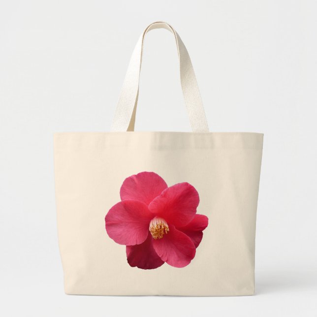 Pink Camellia Large Tote Bag (Front)