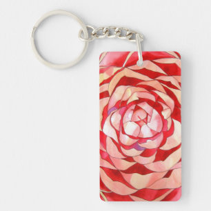 Pink Camellia macro flower Key Ring