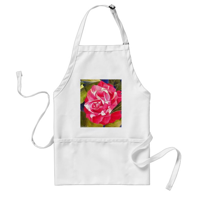 Pink Camellia watercolor flower art painting Standard Apron (Front)