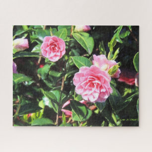 Pink Camellias Digital Painting Jigsaw Puzzle