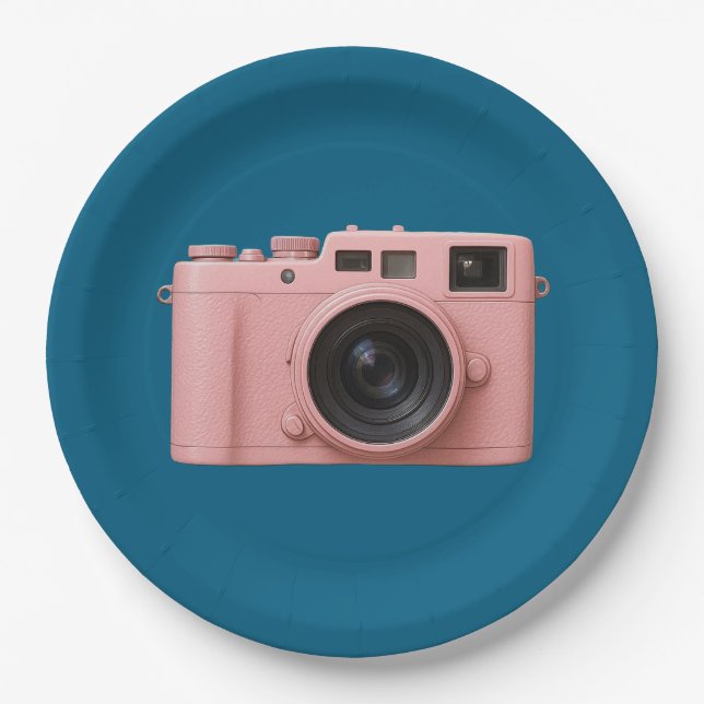 Pink camera paper plates! plate (Front)