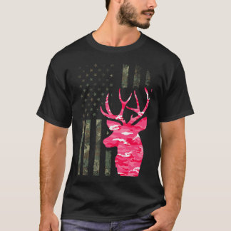 Pink Camo American Flag Camouflage Buck Hunting Sh T-Shirt