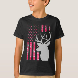 Pink Camo American Flag Camouflage Buck Hunting Wo T-Shirt