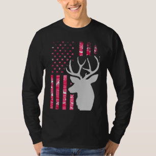 Pink Camo American Flag Camouflage Buck Hunting Wo T-Shirt