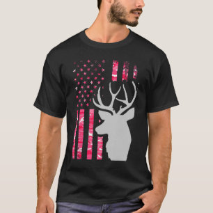 Pink Camo American Flag Camouflage Buck Hunting Wo T-Shirt