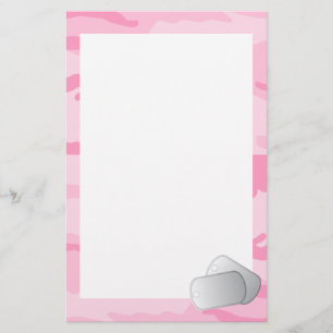 Pink Camo and Dog Tags Stationery