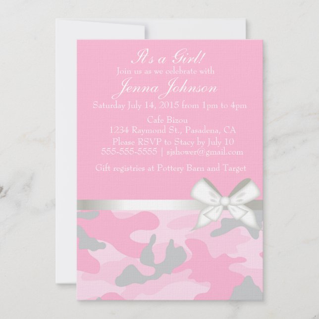 Pink Camo Baby Girl Shower Invitation (Front)