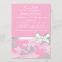 Pink Camo Baby Girl Shower Invitation