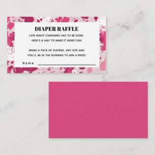 Pink Camo Baby Shower Diaper Raffle Enclosure Card