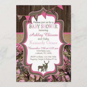 Pink Camo Baby Shower Invitation