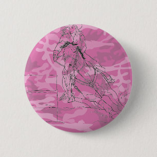 Pink Camo Barrel Racer 6 Cm Round Badge