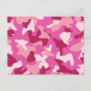 Pink camo camouflage army pattern postcard