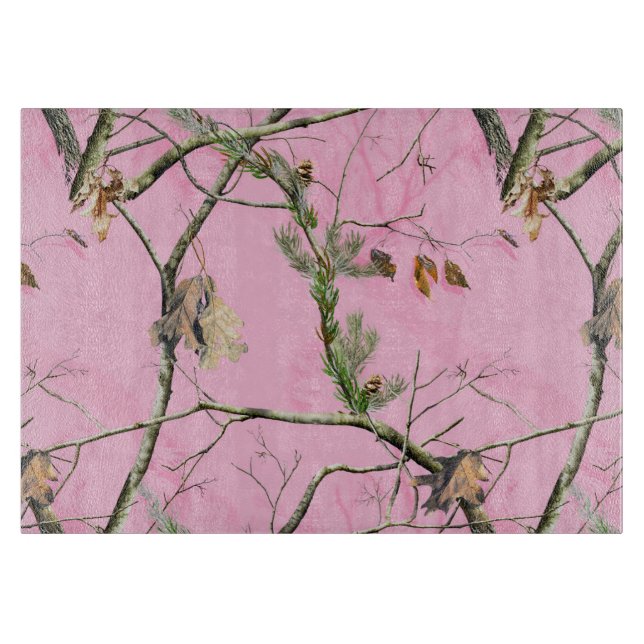 Pink Camo Camouflage Hunting Glass Cutting Board (Front)
