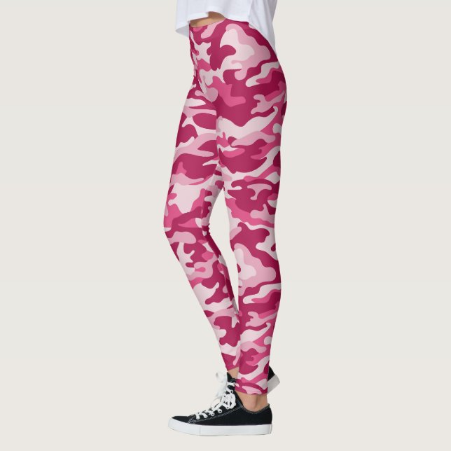 Pink Camo Camouflage Leggings (Left)