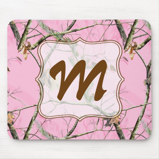 Pink Camo Camouflage Monogram Initial Mouse Pad (Front)