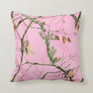 Pink Camo Camouflage Monogram Throw Couch Pillow