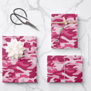 Pink Camo Camouflage Wrapping Paper Sheet