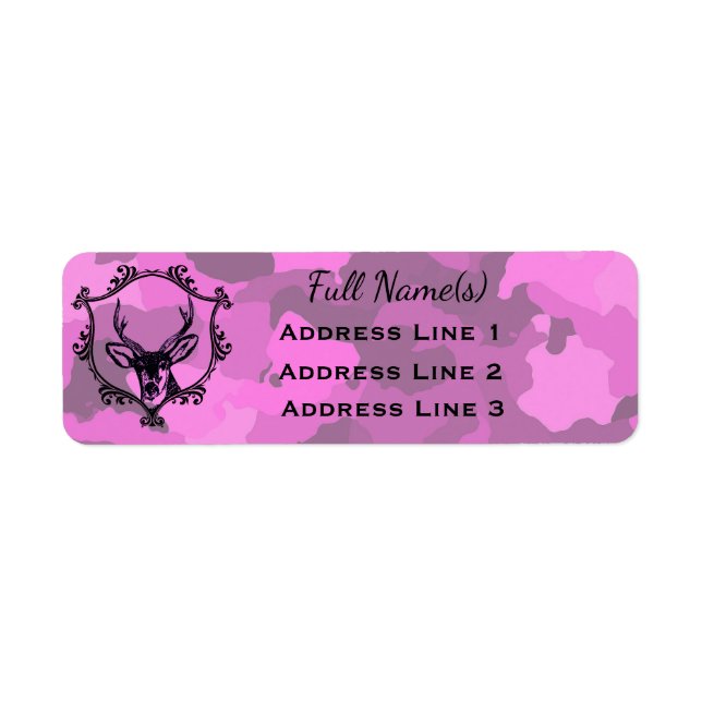 Pink Camo Deer Return Address Label (Front)
