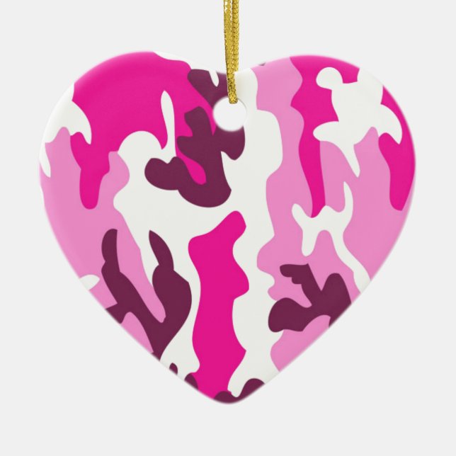 Pink Camo Design Ceramic Tree Decoration (Front)