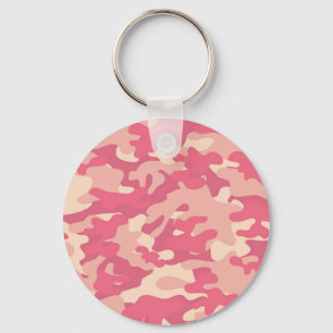 Pink Camo Design Key Ring