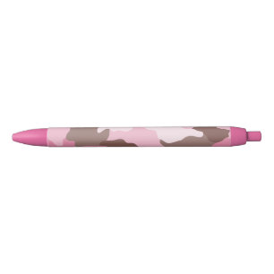 Pink Camo Girly Camouflage Pattern Black Ink Pen