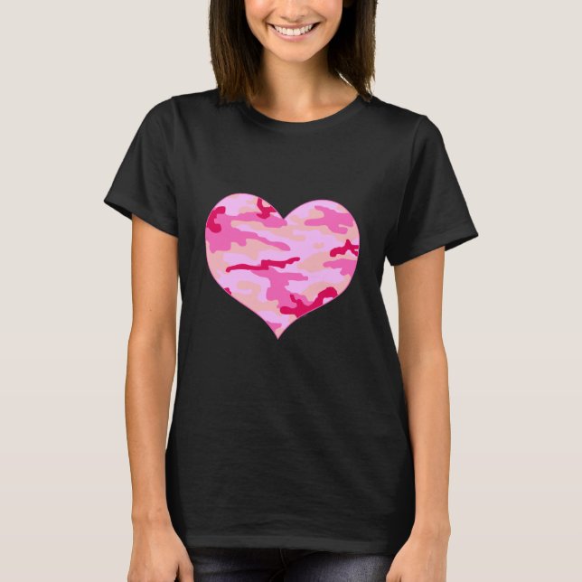 Pink Camo Heart T-Shirt (Front)