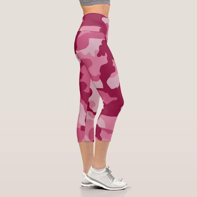 Pink Camo High Waisted Capri Leggings (Right)