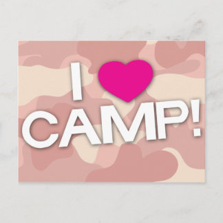 Pink Camo I LOVE CAMP! Postcard