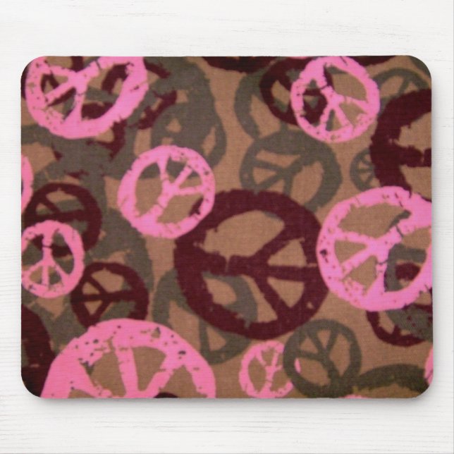 pink camo look Peace Signs Mousepad (Front)