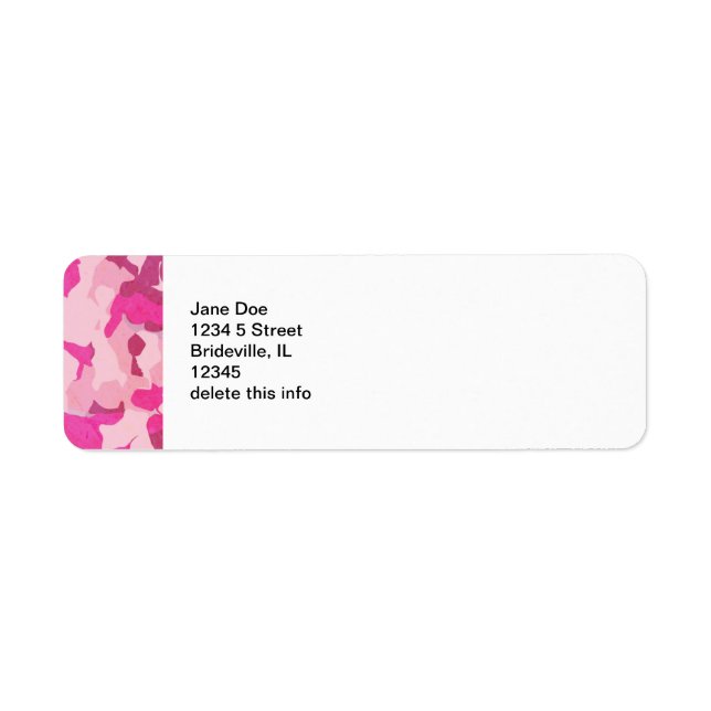 Pink Camo Mailing Label Sheets Return Address Label (Front)