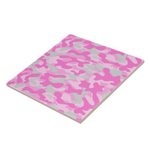 Pink Camo Pattern Ceramic Tile