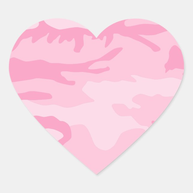 Pink Camo Pattern Heart Sticker (Front)