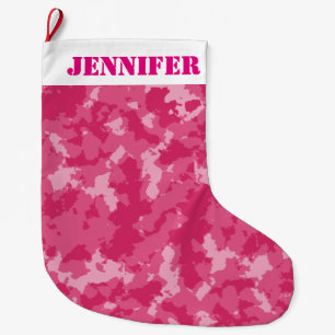 Pink Camo Pattern Large Christmas Stocking