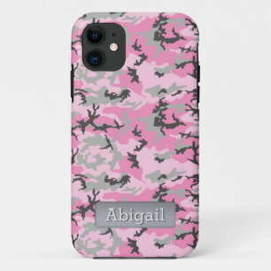 Pink Camo Pattern Personalised Name iPhone 11 Case