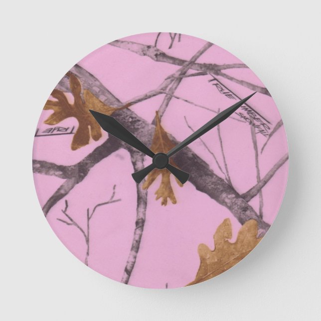 Pink Camo Round Clock (Front)
