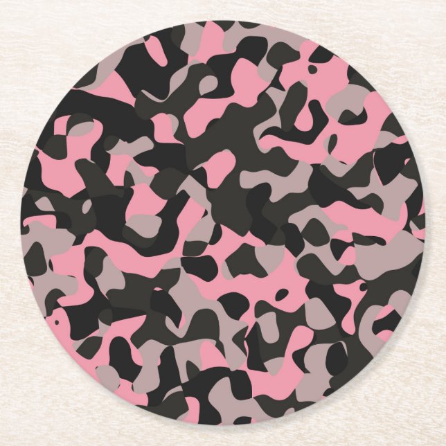 Pink Camo   Round Paper Coaster (Front)