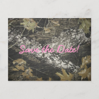 Pink Camo Save the Date Announcement Postcard