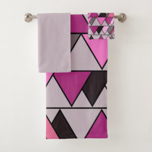 Pink Camo Triangles  Bath Towel Set