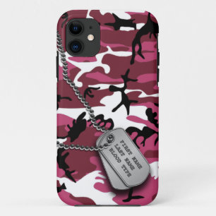 Pink Camo w/ Dog Tags iPhone 11 Case