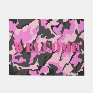 Pink Camo WELCOME Door Mat, 18" x 24" Doormat