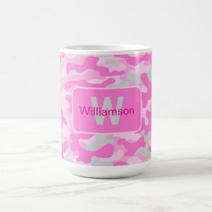 Pink Camo With Personalisation Coffee Mug