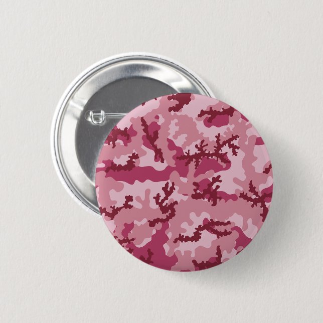 Pink camouflage 6 cm round badge (Front & Back)