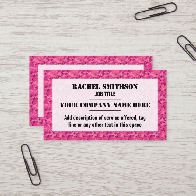 Pink Camouflage Camo Pattern Business Card (Front/Back In Situ)