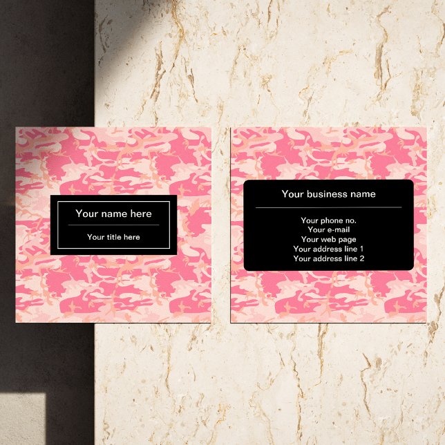 Pink Camouflage, Camouflage, Military, Army Square Business Card (Creator Uploaded)