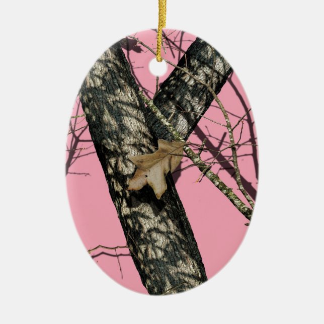 Pink Camouflage Ceramic Ornament (Front)