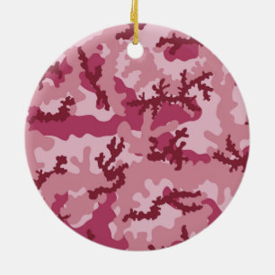 Pink camouflage ceramic ornament