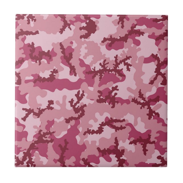 Pink camouflage ceramic tile (Front)