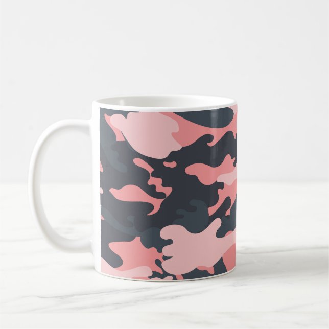 Pink Camouflage: Classic Vintage Pattern Coffee Mug (Left)